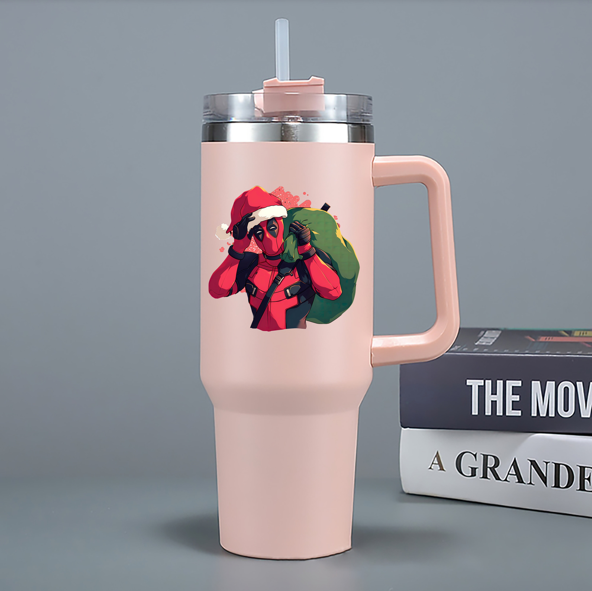 （画像用） Deadpool デッドプール 1200mL車用タンブラー - クリスタルステッカー（プラスチックストロー付き）